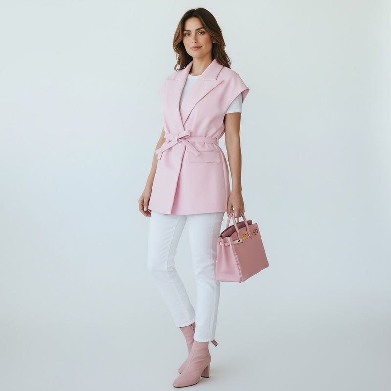 Run the City Vegan Leather Vest - Pink-160 Jackets-ROUSSEAU-Coastal Bloom Boutique, find the trendiest versions of the popular styles and looks Located in Indialantic, FL
