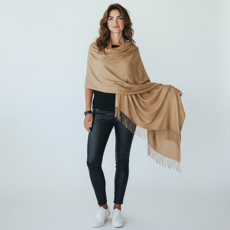 Fringe Pashmina Scarf - Taupe-260 Other Accessories-NYW-Coastal Bloom Boutique, find the trendiest versions of the popular styles and looks Located in Indialantic, FL