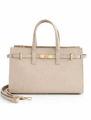 Vittoria Leather Italian Bag- Beige