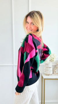 Vivid Abstract Sweater-140 Sweaters-JODIFL-Coastal Bloom Boutique, find the trendiest versions of the popular styles and looks Located in Indialantic, FL
