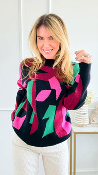 Vivid Abstract Sweater-140 Sweaters-JODIFL-Coastal Bloom Boutique, find the trendiest versions of the popular styles and looks Located in Indialantic, FL