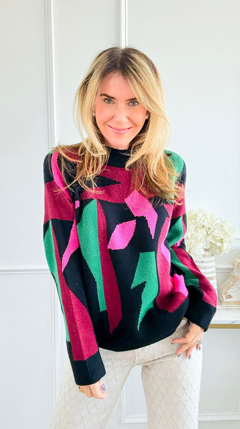 Vivid Abstract Sweater-140 Sweaters-JODIFL-Coastal Bloom Boutique, find the trendiest versions of the popular styles and looks Located in Indialantic, FL