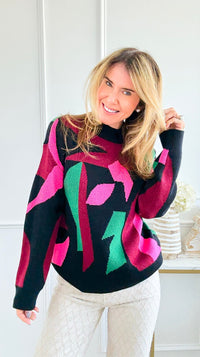 Vivid Abstract Sweater-140 Sweaters-JODIFL-Coastal Bloom Boutique, find the trendiest versions of the popular styles and looks Located in Indialantic, FL