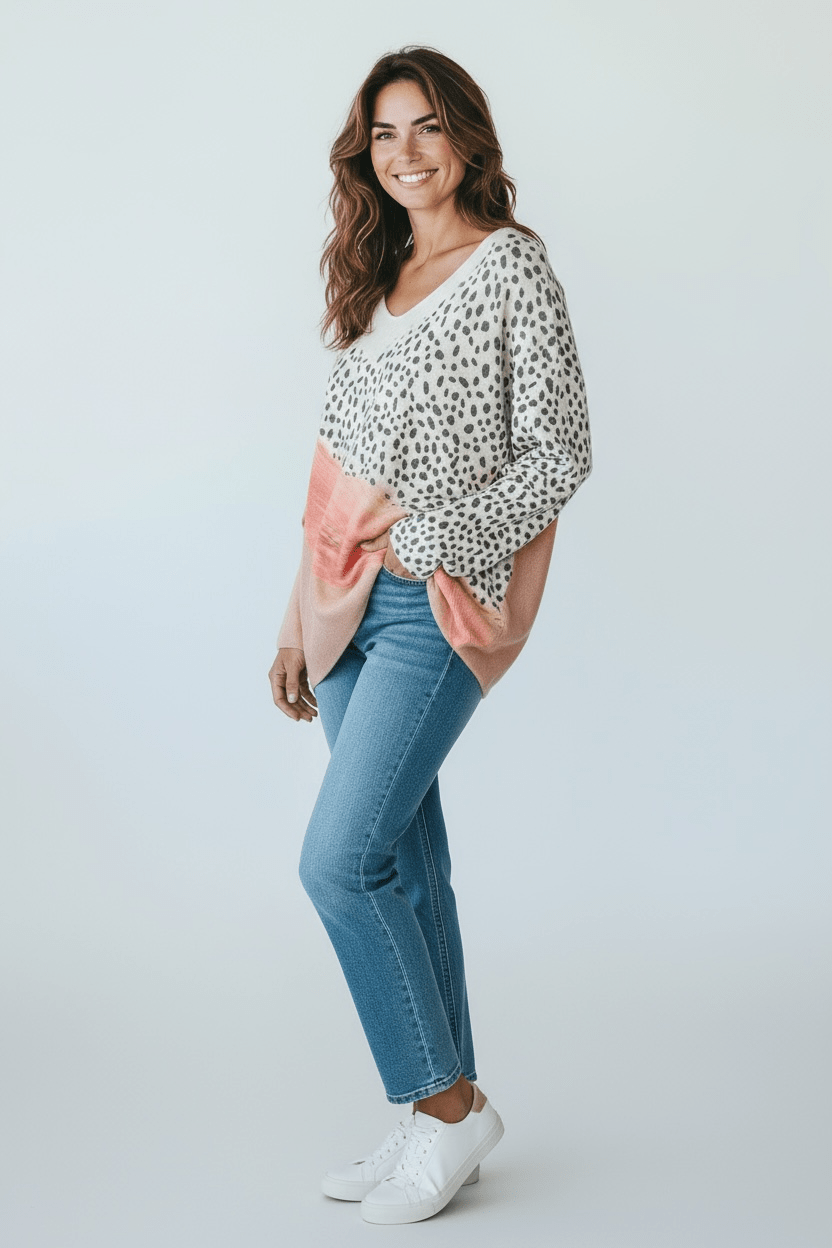 Vivid Dots Italian V-Neck Sweater-140 Sweaters-SORPRESA-Coastal Bloom Boutique, find the trendiest versions of the popular styles and looks Located in Indialantic, FL