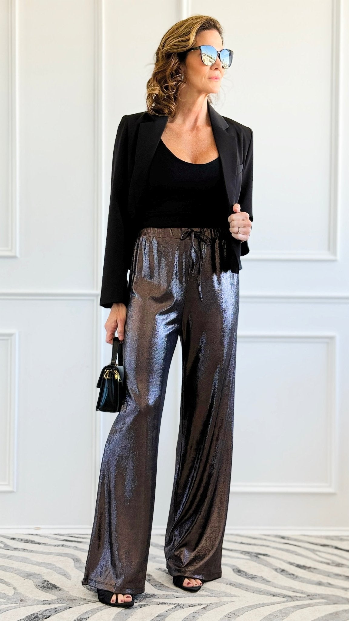 Walk the Line Charcoal Wide Leg Pants-170 Bottoms-GLAM-Coastal Bloom Boutique, find the trendiest versions of the popular styles and looks Located in Indialantic, FL