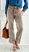 Washed Corduroy Straight Leg Cropped Pant- Mocha-170 Bottoms-Risen-Coastal Bloom Boutique, find the trendiest versions of the popular styles and looks Located in Indialantic, FL