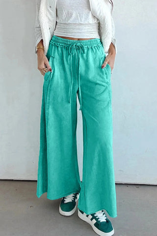 Washed Ease Wide Leg Silhouette Pants