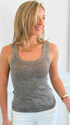 Washed Ribbed Tank Top - Mocha-100 Sleeveless Tops-Zenana-Coastal Bloom Boutique, find the trendiest versions of the popular styles and looks Located in Indialantic, FL