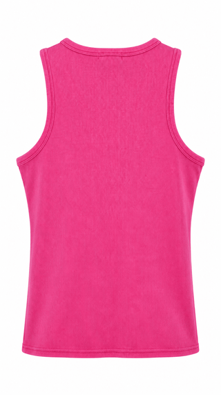 Washed Sleeveless Everyday Tank Top - Bright Pink