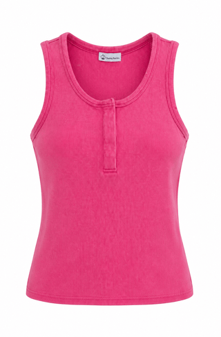 Washed Sleeveless Everyday Tank Top - Bright Pink