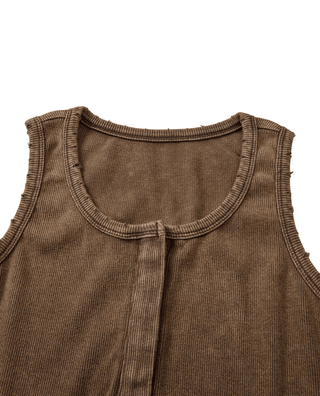 Washed Sleeveless Everyday Tank Top - Coffee