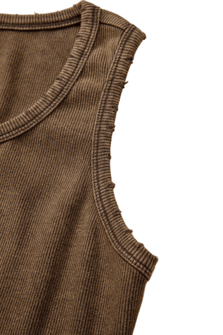 Washed Sleeveless Everyday Tank Top - Coffee