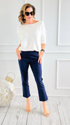 Weekend Muse Slim Ankle Pant-Navy Blue-100 Pants-spin usa-Coastal Bloom Boutique, find the trendiest versions of the popular styles and looks Located in Indialantic, FL