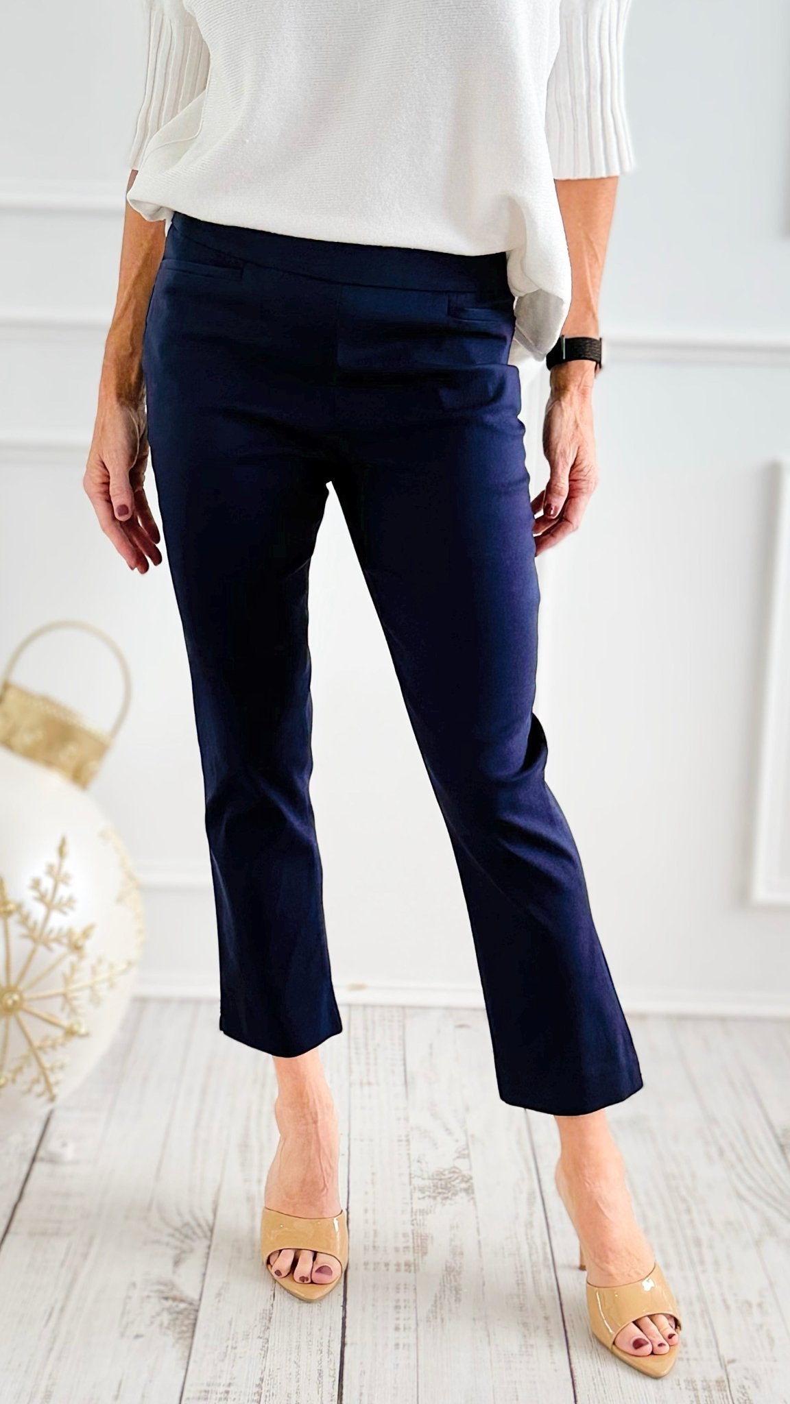 Weekend Muse Slim Ankle Pant-Navy Blue-100 Pants-spin usa-Coastal Bloom Boutique, find the trendiest versions of the popular styles and looks Located in Indialantic, FL