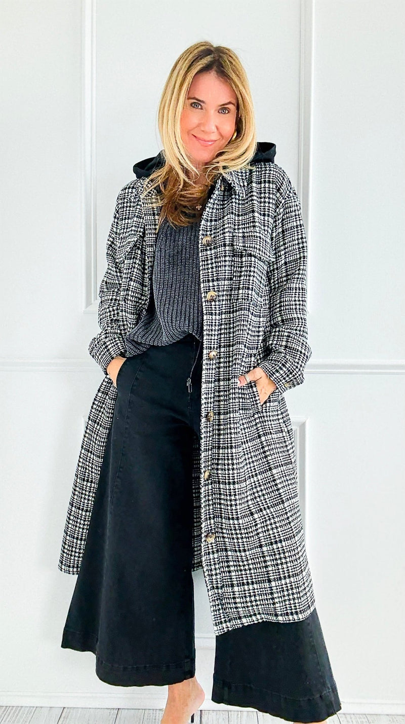 Weekend Plaid Hooded Coat-160 Jackets-mystree-Coastal Bloom Boutique, find the trendiest versions of the popular styles and looks Located in Indialantic, FL