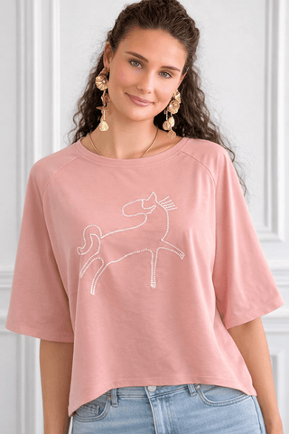 Whimsical Pony Italian Top- Blush