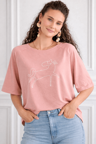 Whimsical Pony Italian Top- Blush