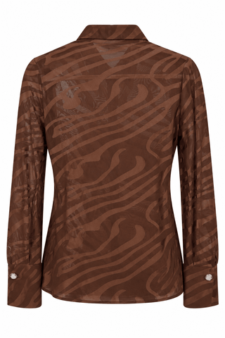 Whisper Wave Jewel Button Top - Coffee