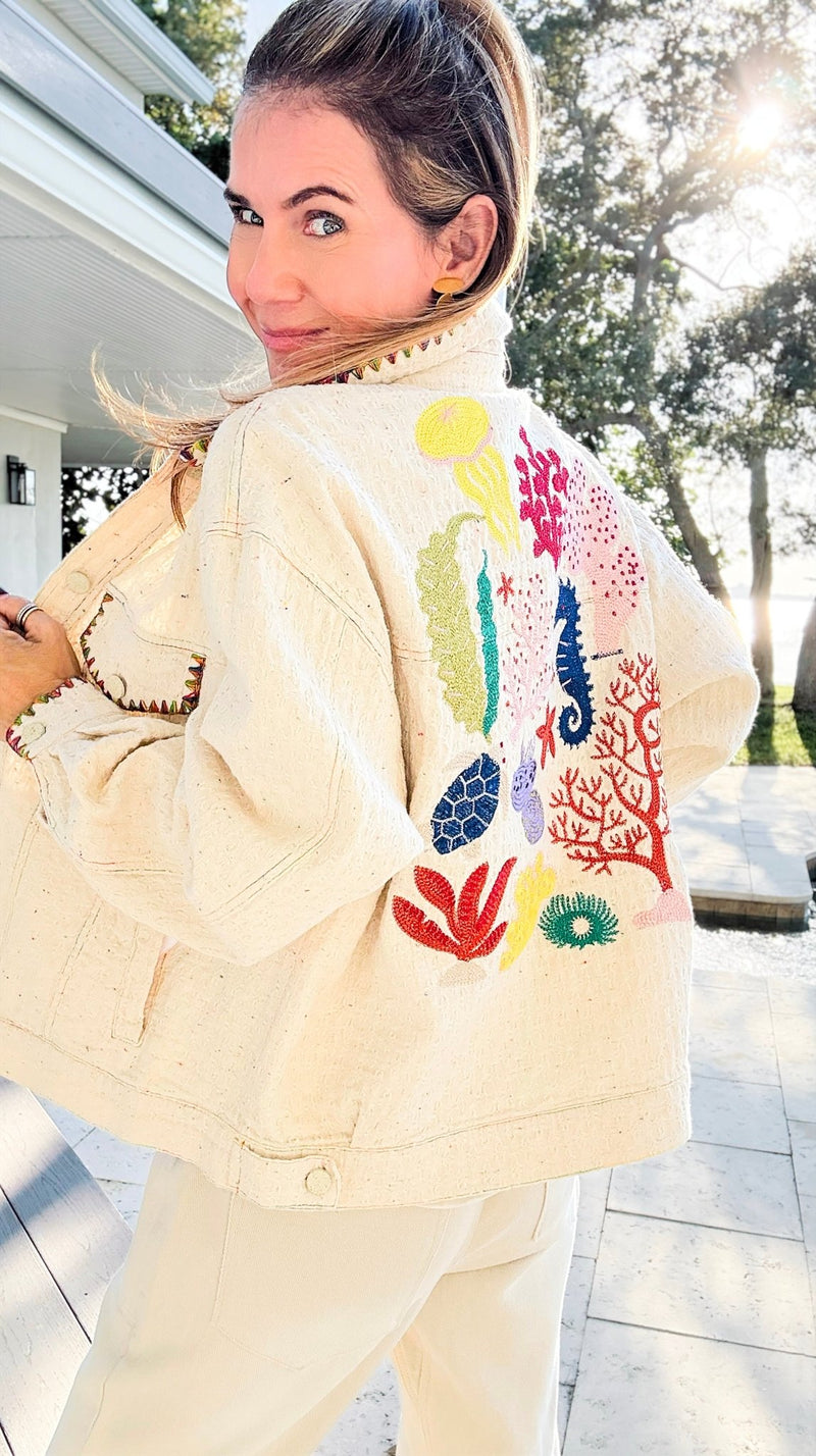 Whispered Trim Textured Jacket-160 Jackets-LA ROS-Coastal Bloom Boutique, find the trendiest versions of the popular styles and looks Located in Indialantic, FL