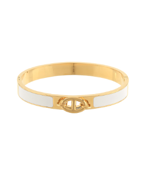 Refined Puff Link Enamel Bracelet - White/Gold