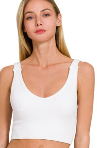 Ribbed Cropped Tank Top - White-220 Intimates-Zenana-Coastal Bloom Boutique, find the trendiest versions of the popular styles and looks Located in Indialantic, FL