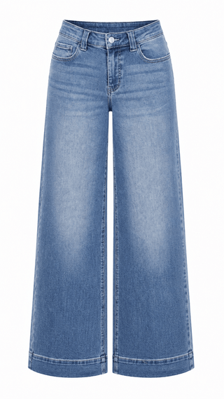 Wide Leg Cuffed Jeans