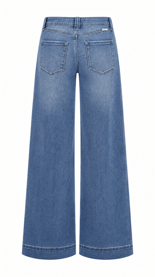 Wide Leg Cuffed Jeans
