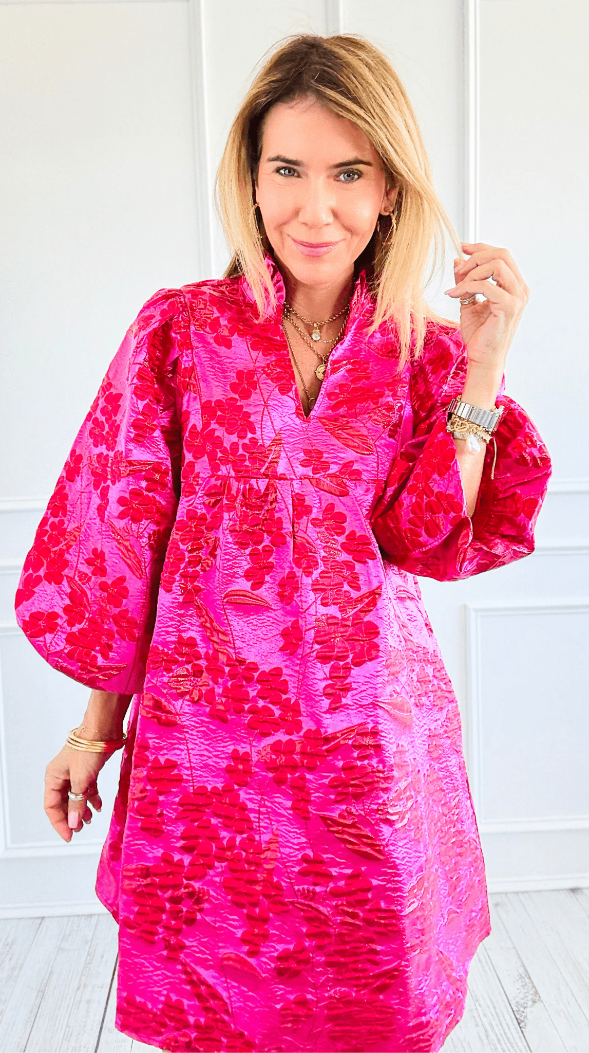 Wild Bloom Jacquard Dress-200 Dresses/Jumpsuits/Rompers-JODIFL-Coastal Bloom Boutique, find the trendiest versions of the popular styles and looks Located in Indialantic, FL