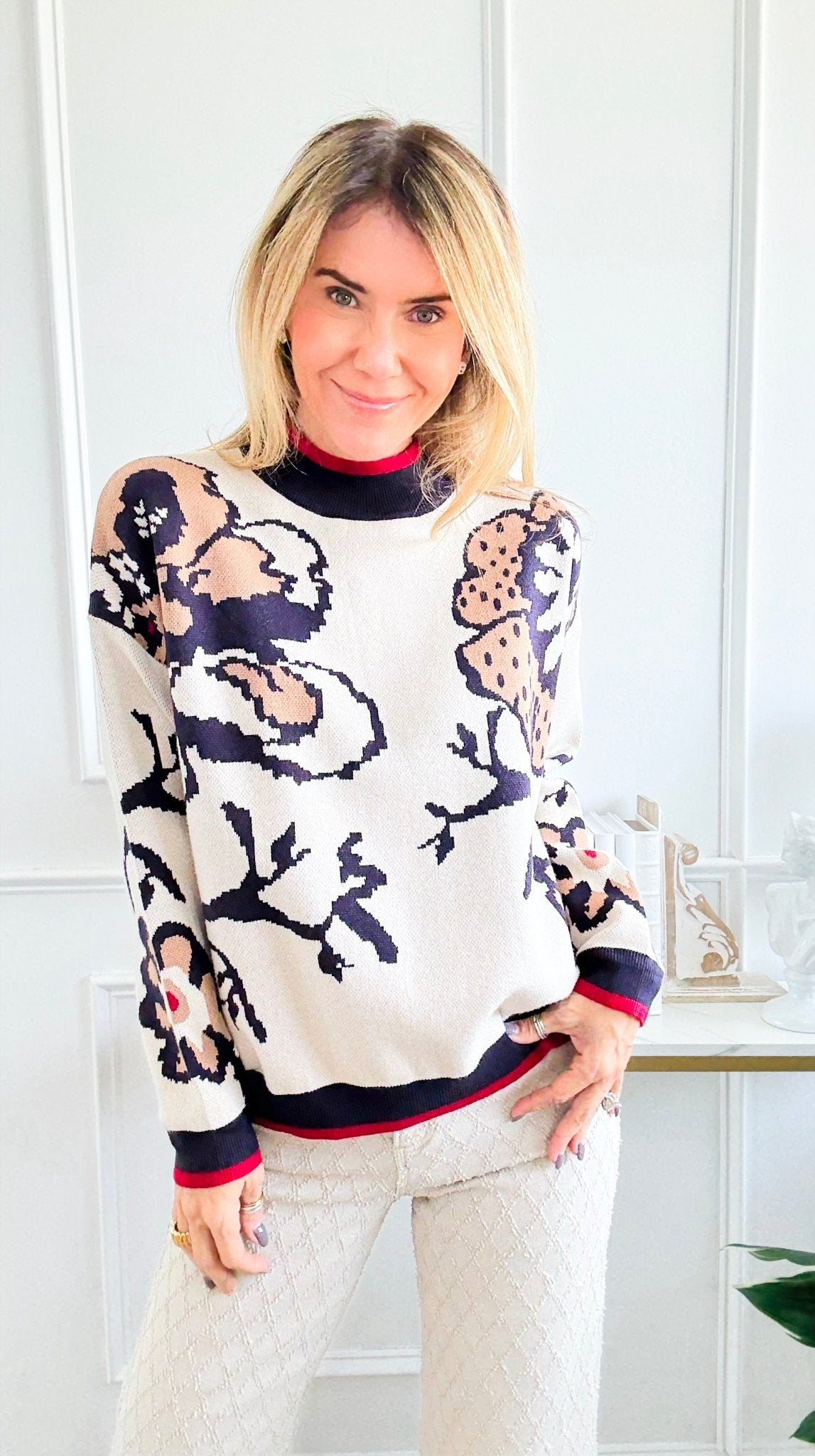 Wild Bloom Storybook Sweater-140 Sweaters-JODIFL-Coastal Bloom Boutique, find the trendiest versions of the popular styles and looks Located in Indialantic, FL