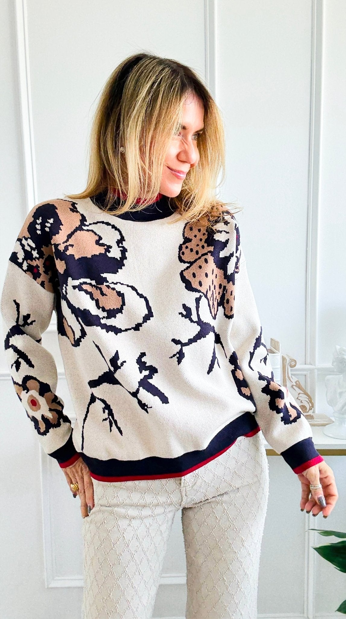 Wild Bloom Storybook Sweater-140 Sweaters-JODIFL-Coastal Bloom Boutique, find the trendiest versions of the popular styles and looks Located in Indialantic, FL