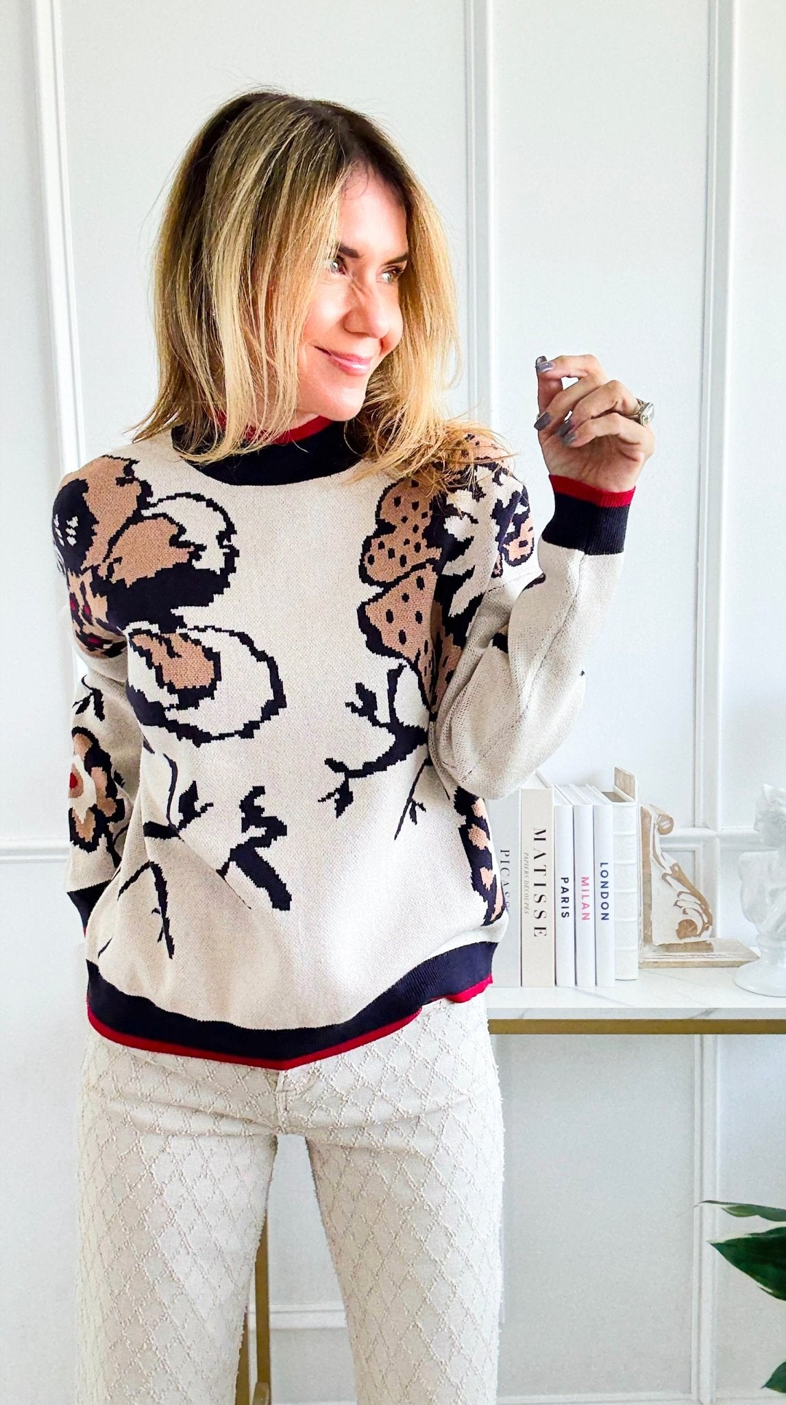 Wild Bloom Storybook Sweater-140 Sweaters-JODIFL-Coastal Bloom Boutique, find the trendiest versions of the popular styles and looks Located in Indialantic, FL