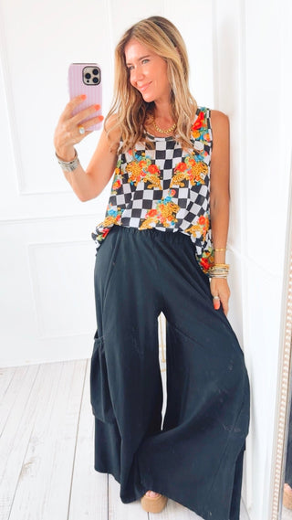 Wild Check Sleeveless Italian Tank