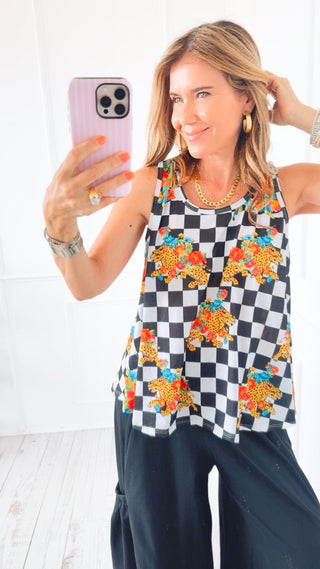 Wild Check Sleeveless Italian Tank