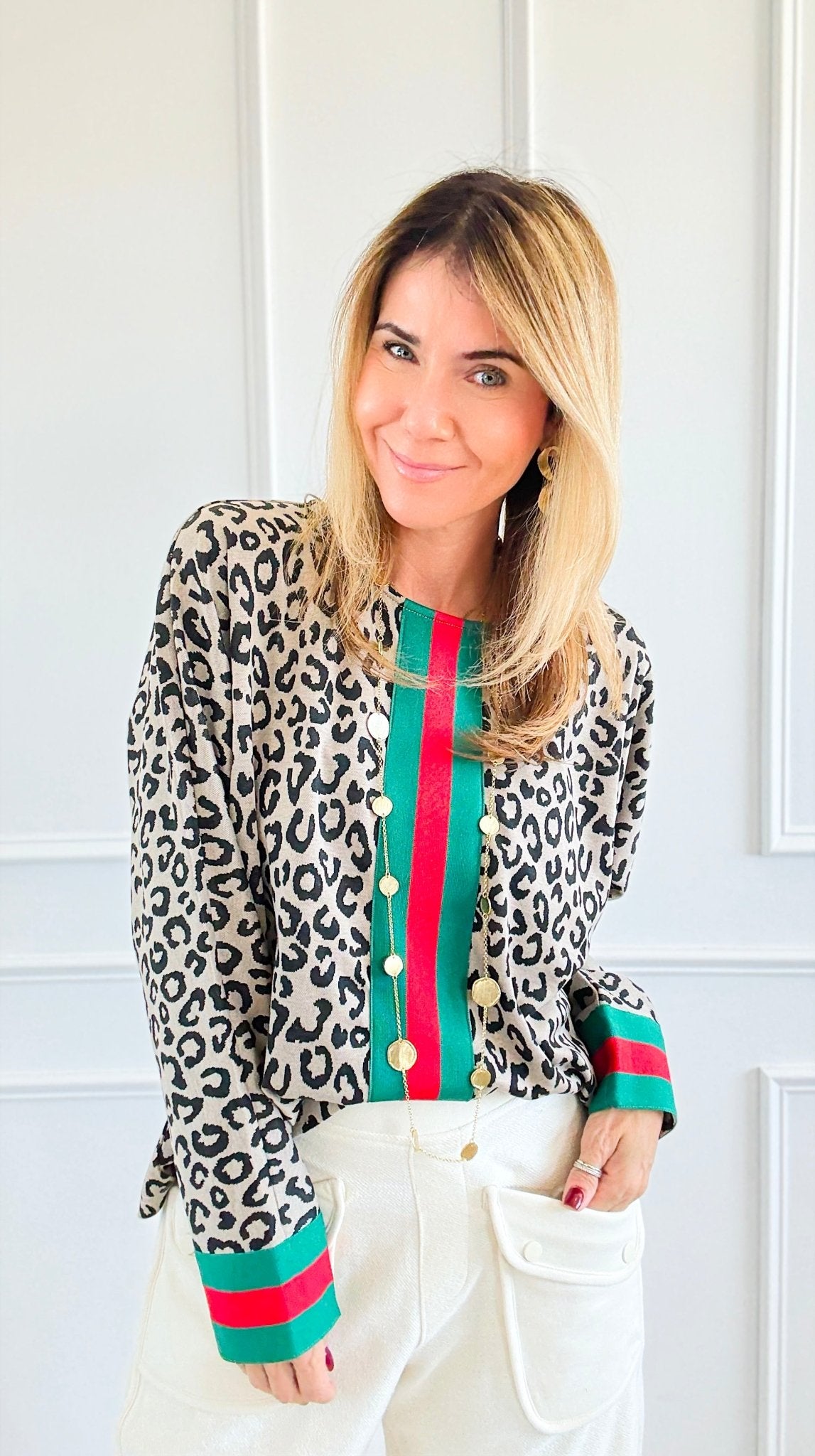 Wild Chic Stripe Top-110 Long Sleeve Tops-JODIFL-Coastal Bloom Boutique, find the trendiest versions of the popular styles and looks Located in Indialantic, FL