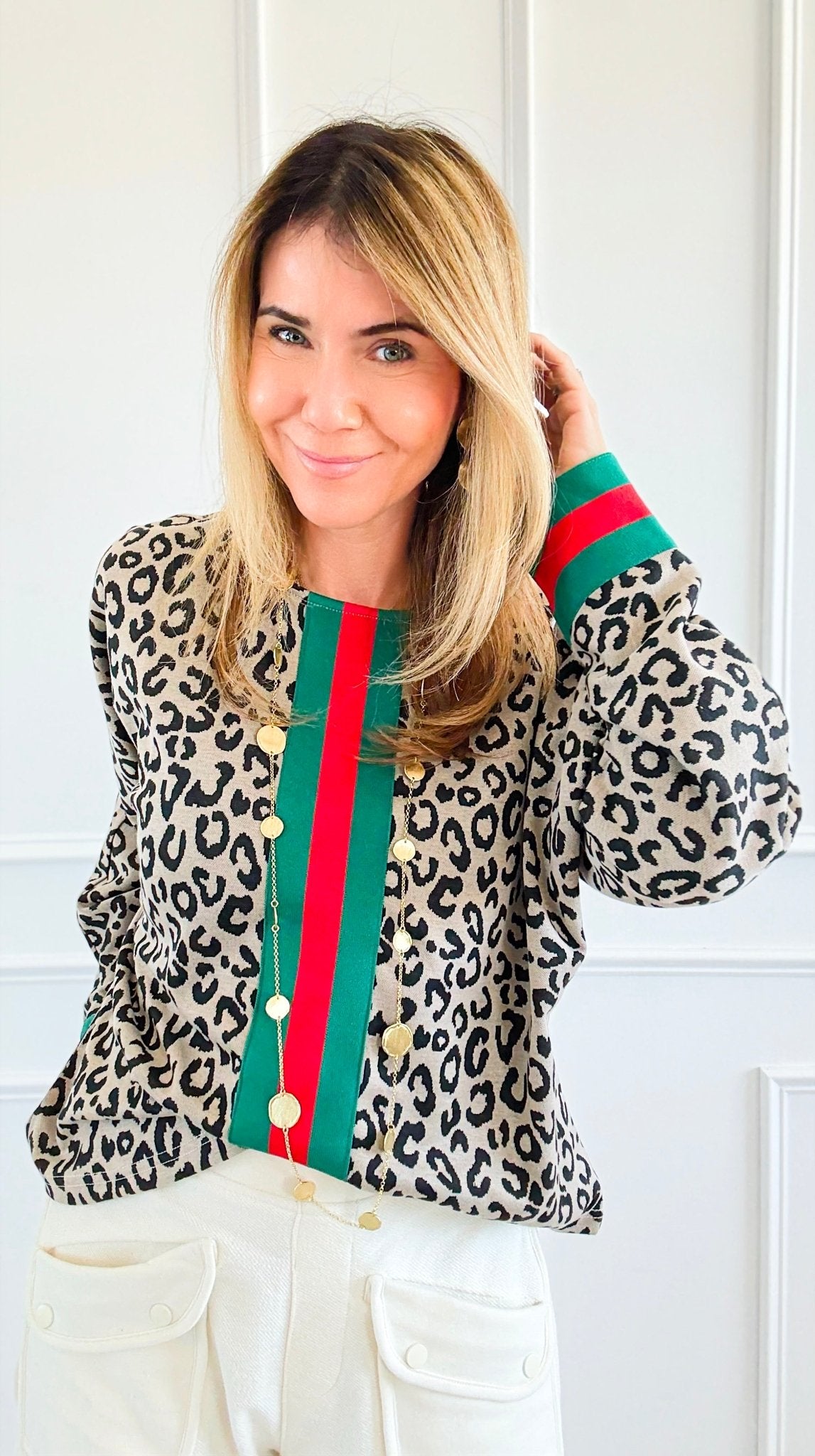 Wild Chic Stripe Top-110 Long Sleeve Tops-JODIFL-Coastal Bloom Boutique, find the trendiest versions of the popular styles and looks Located in Indialantic, FL