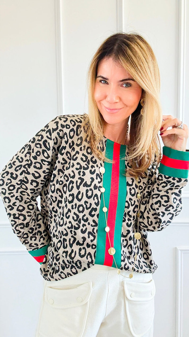 Wild Chic Stripe Top-110 Long Sleeve Tops-JODIFL-Coastal Bloom Boutique, find the trendiest versions of the popular styles and looks Located in Indialantic, FL