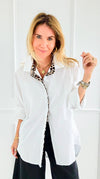 Wild Contrast Collar Italian Shirt-110 Long Sleeve Tops-STAR SRL-Coastal Bloom Boutique, find the trendiest versions of the popular styles and looks Located in Indialantic, FL