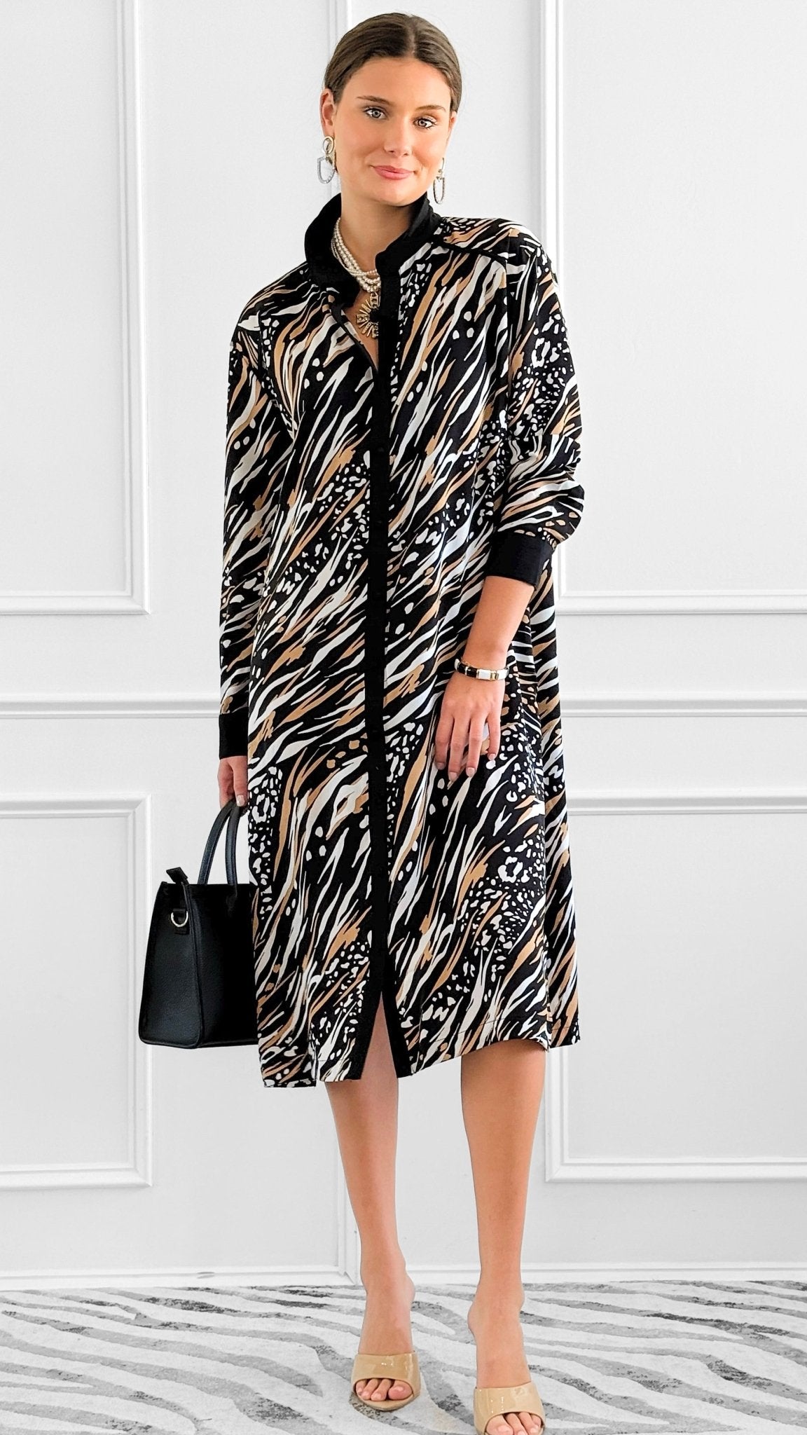 Wild Current Button Front Dress-200 Dresses/Jumpsuits/Rompers-Umgee-Coastal Bloom Boutique, find the trendiest versions of the popular styles and looks Located in Indialantic, FL