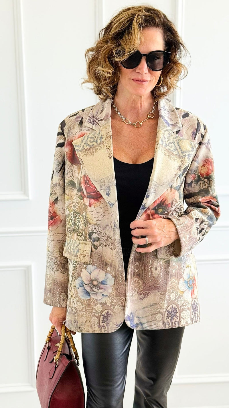 Wild Exotic Bloom Italian Blazer-160 Jackets-AMIRA-Coastal Bloom Boutique, find the trendiest versions of the popular styles and looks Located in Indialantic, FL