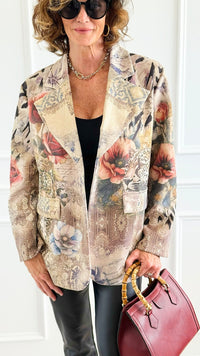 Wild Exotic Bloom Italian Blazer-160 Jackets-AMIRA-Coastal Bloom Boutique, find the trendiest versions of the popular styles and looks Located in Indialantic, FL