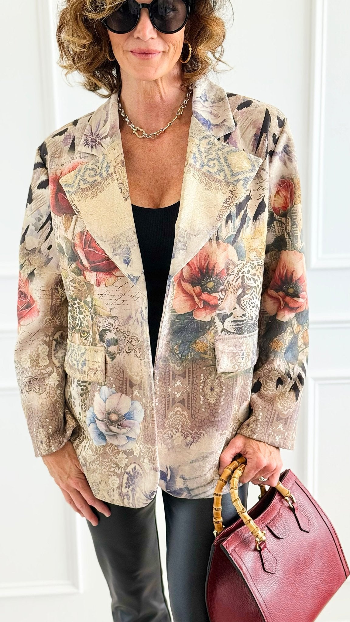 Wild Exotic Bloom Italian Blazer-160 Jackets-AMIRA-Coastal Bloom Boutique, find the trendiest versions of the popular styles and looks Located in Indialantic, FL