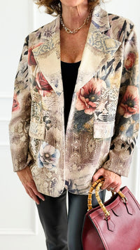 Wild Exotic Bloom Italian Blazer-160 Jackets-AMIRA-Coastal Bloom Boutique, find the trendiest versions of the popular styles and looks Located in Indialantic, FL