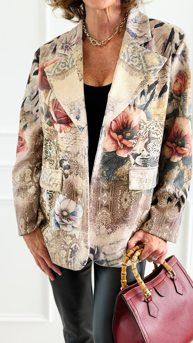 Wild Exotic Bloom Italian Blazer-160 Jackets-AMIRA-Coastal Bloom Boutique, find the trendiest versions of the popular styles and looks Located in Indialantic, FL