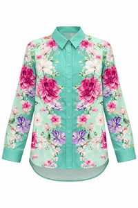 Wild Garden Button Down Top - Green