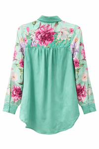 Wild Garden Button Down Top - Green