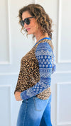Wild Harmony V-Neck Top-130 Long Sleeve Tops-ROUSSEAU-Coastal Bloom Boutique, find the trendiest versions of the popular styles and looks Located in Indialantic, FL
