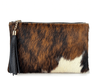 Wild Hide Tassel Clutch - Brown Cow