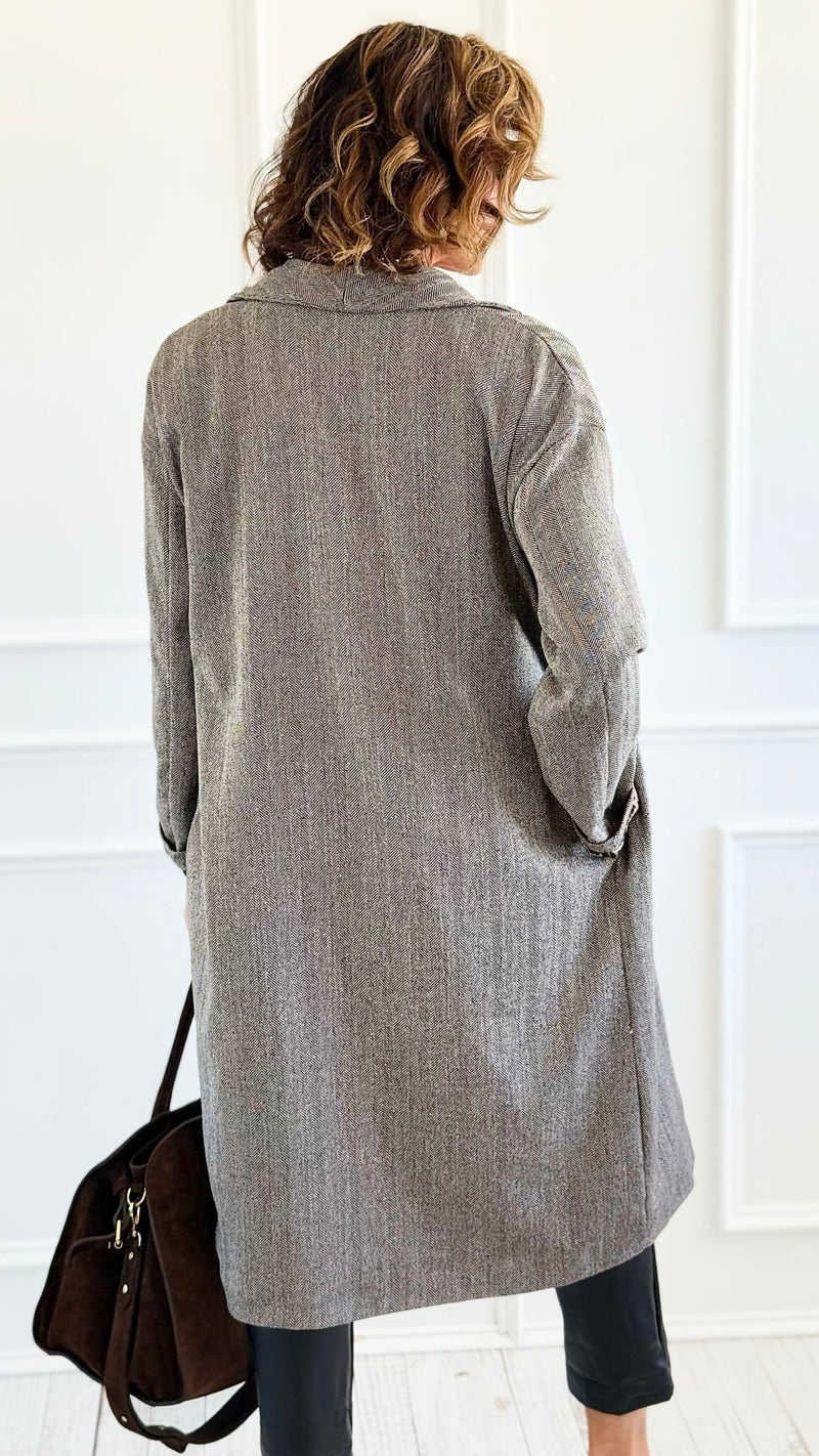 Wild Lining Italian Long Coat-160 Jackets-AZUL MONACO-Coastal Bloom Boutique, find the trendiest versions of the popular styles and looks Located in Indialantic, FL