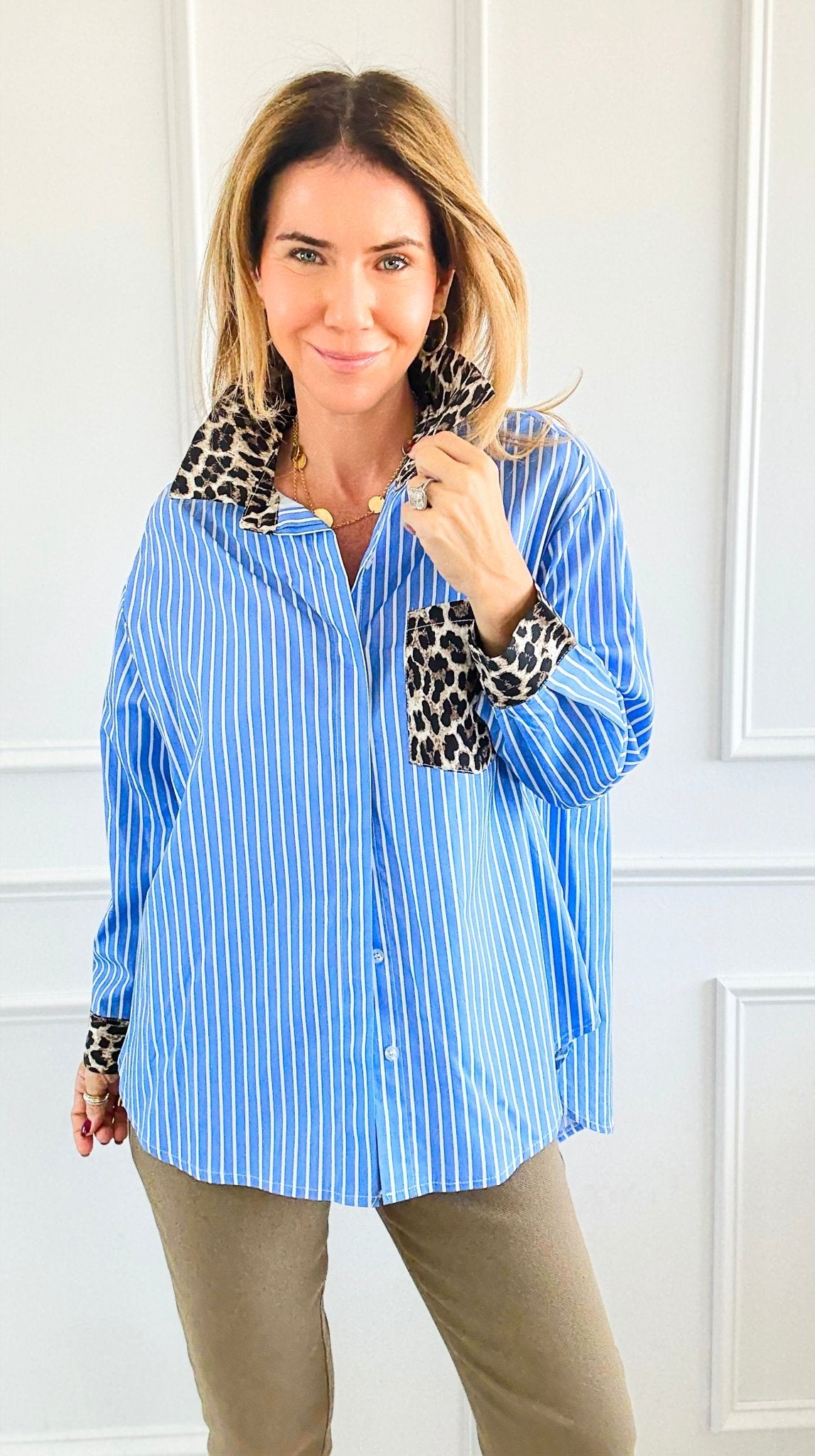 Wild Mix Italian Blouse-110 Long Sleeve Tops-AMIRA-Coastal Bloom Boutique, find the trendiest versions of the popular styles and looks Located in Indialantic, FL