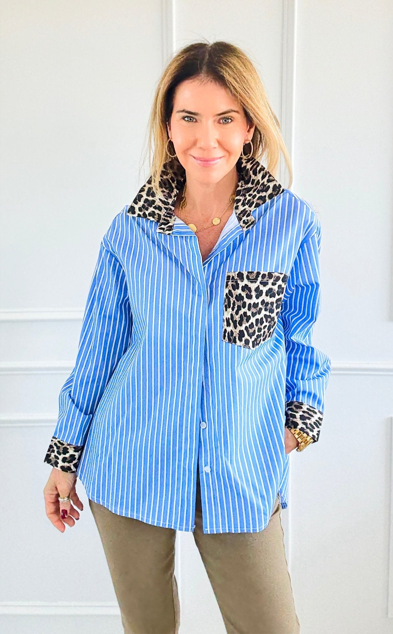 Wild Mix Italian Blouse-110 Long Sleeve Tops-AMIRA-Coastal Bloom Boutique, find the trendiest versions of the popular styles and looks Located in Indialantic, FL